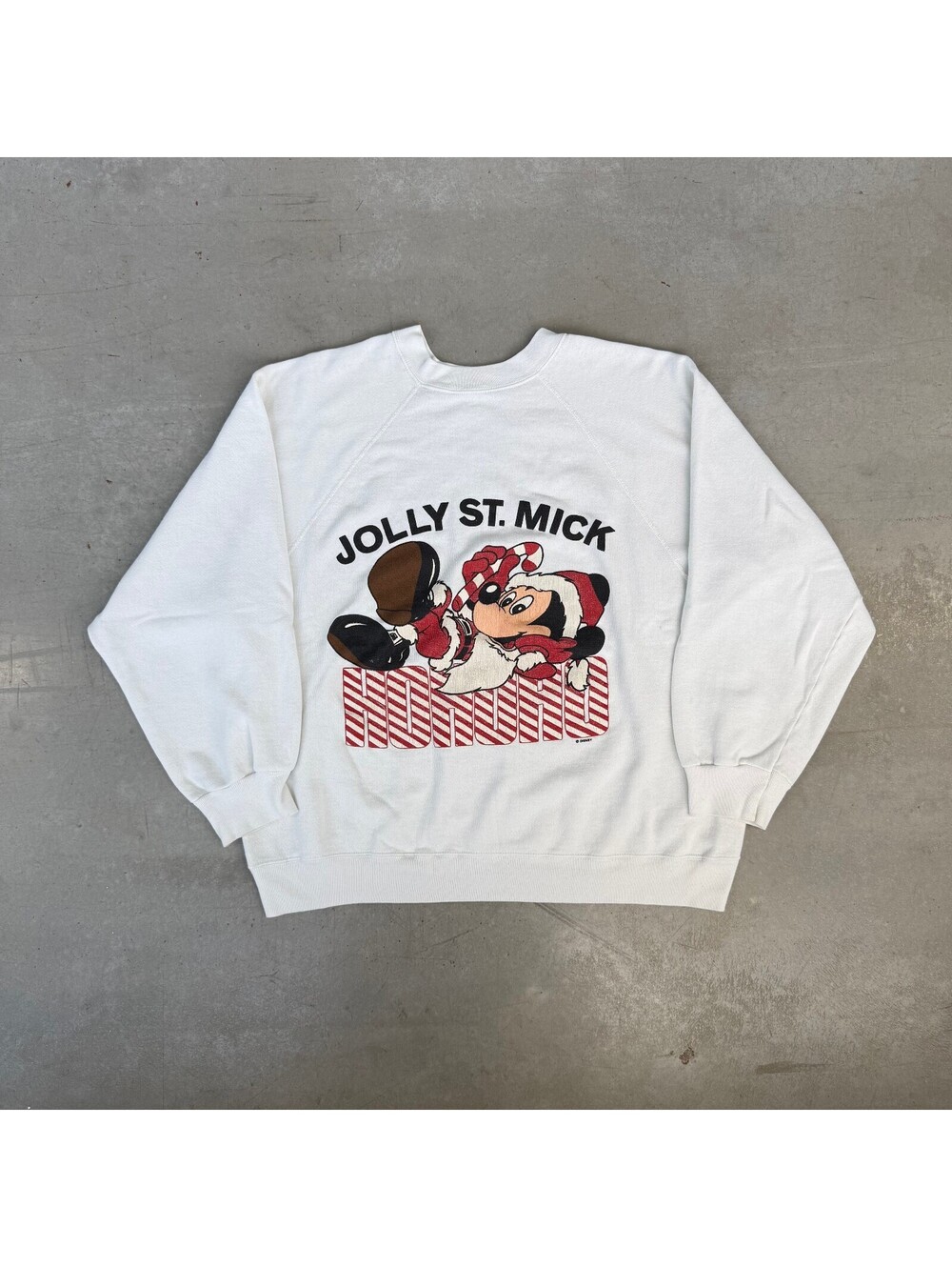 Vintage 90s Mickey Mouse Xmas Jolly St. Mick Cartoon Sweatshirt Large White